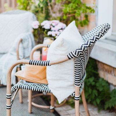 Small outdoor sitting area and little wild bunnies