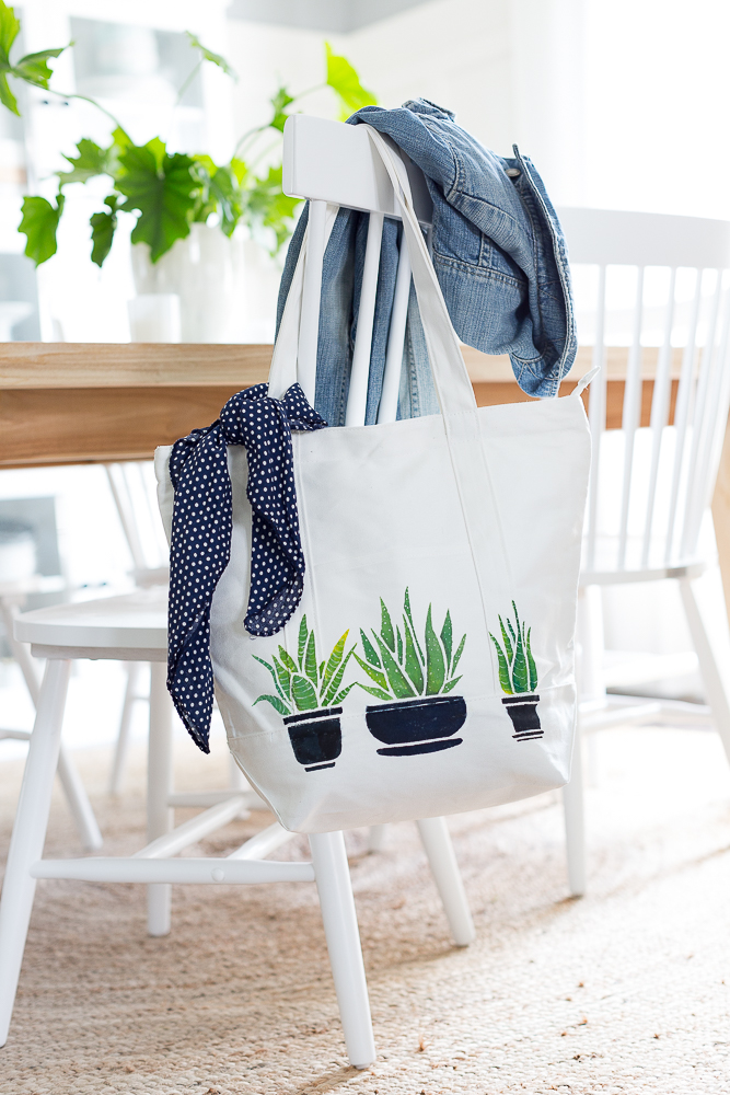 Succulent Painted Tote