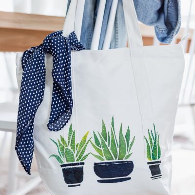 Succulent Painted Tote