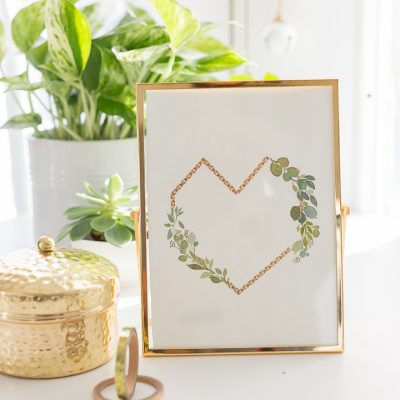 Geometric Watercolor Heart Wreath – a video and free printable