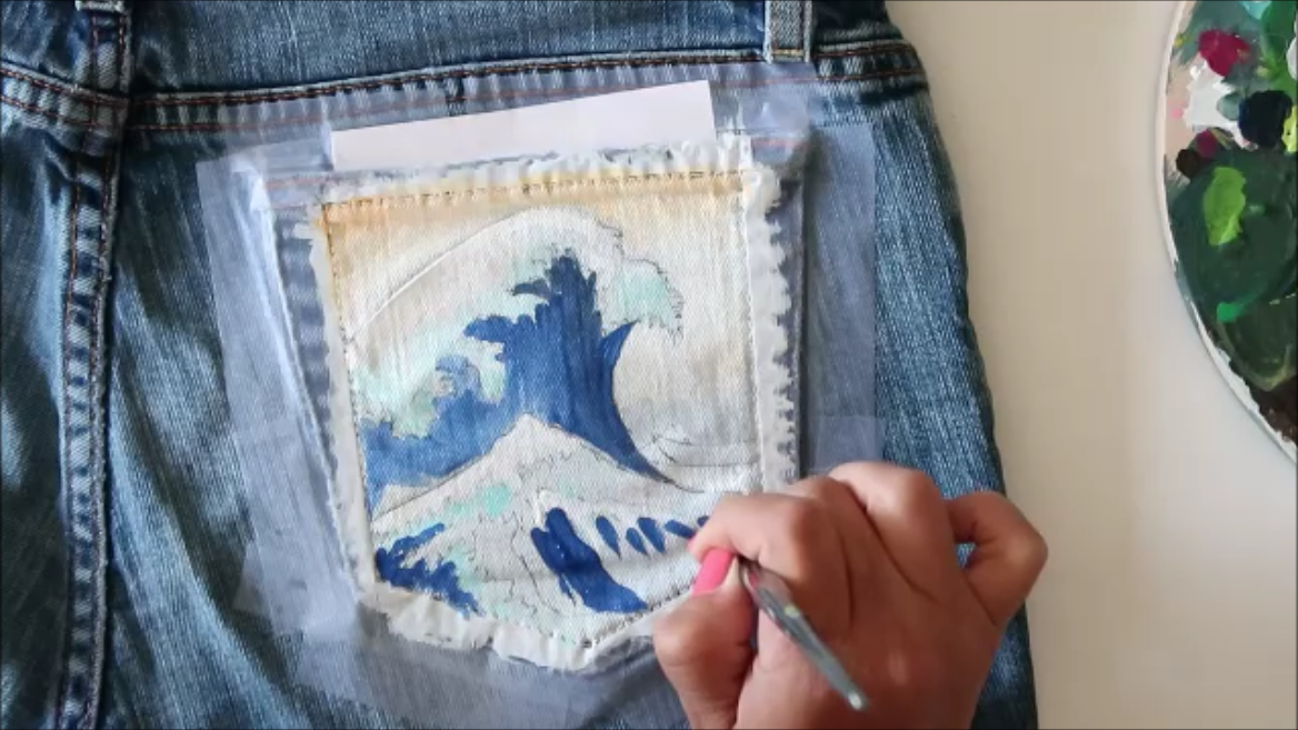 Jean Painted Pocket The Great Wave off Kanagawa