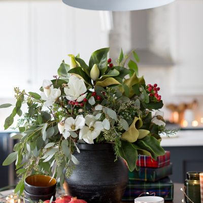 Eucalyptus and Magnolia Christmas Arrangement