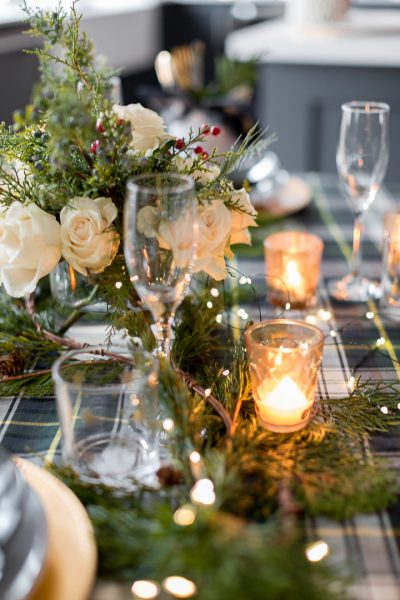Green and and Plaid Christmas Tablescape