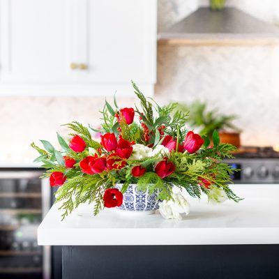 Easy Christmas Tulip Arrangement