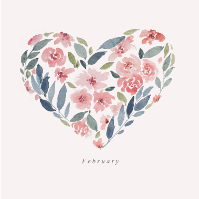 February Watercolor Wallpaper Calendar