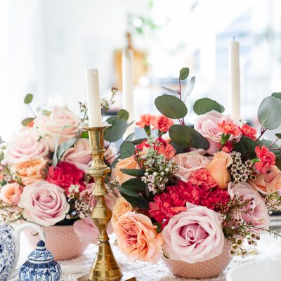 Spring tablescape using grocery store roses