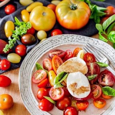 Simple Burrata and tomato salad