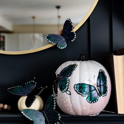 Painted Butterfly Pumpkin Luminary