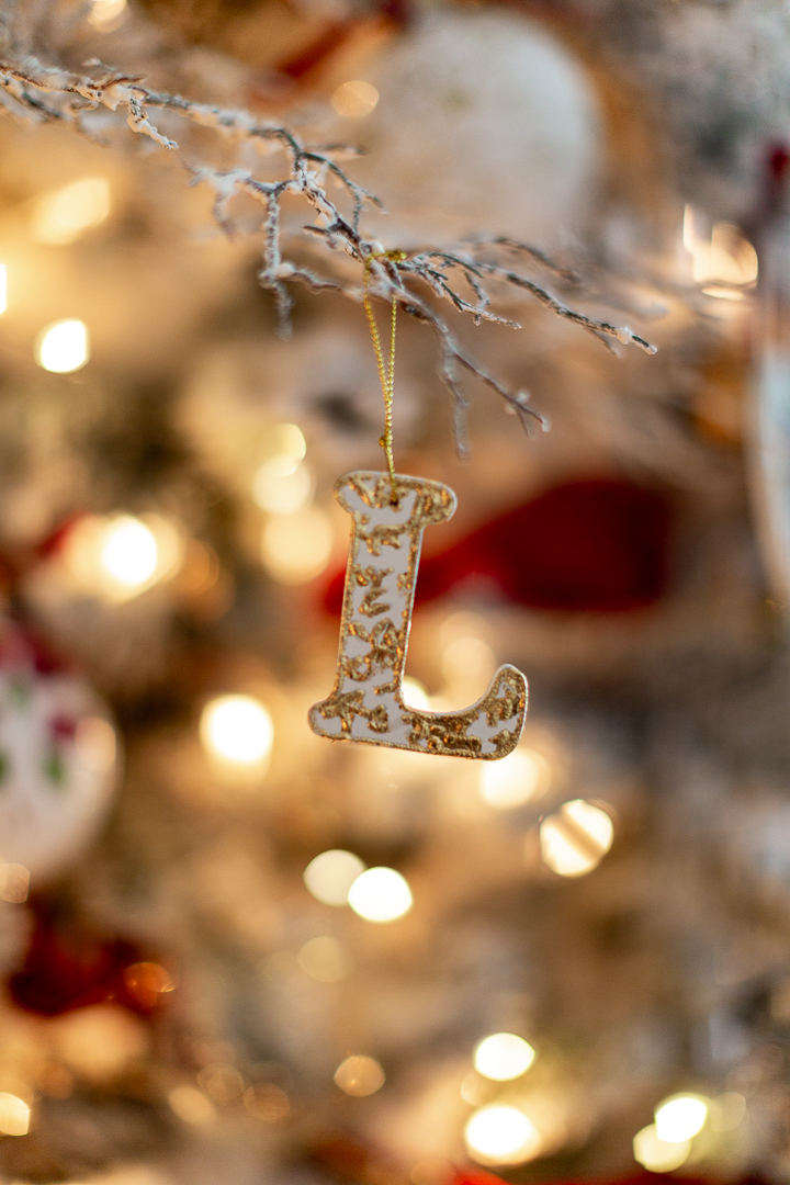 Anthropologie Vined Monogram Ornament Letter L Gold Christmas Decor Tree 