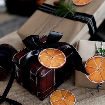 Hand Painted Orange Slice Christmas Tags