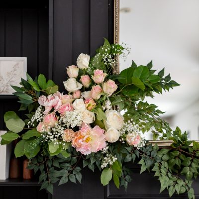 Mantel Flower Arrangement for Valentine’s Day