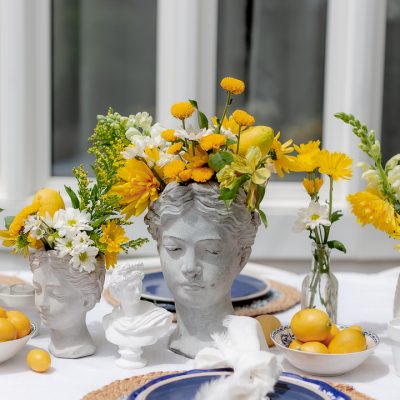 Outdoor Tablescape Using Wild and Grocery Store Flowers