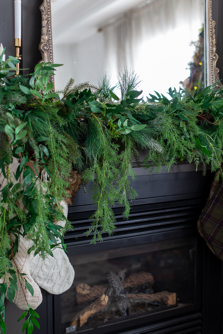 Easy DIY Christmas Mantle using fresh greenery - Azure Farm