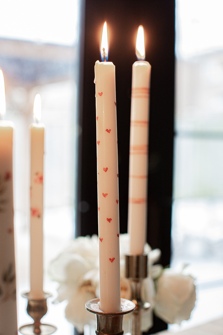 Hand Painted Valentine's Day Candles