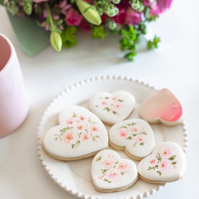 Heart Shaped Hand Painted Sugar Cookie for Valentine’s Day