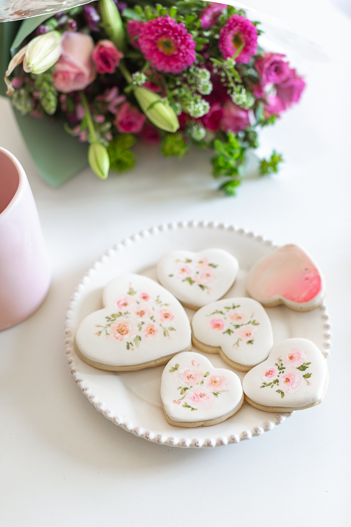 Heart Shaped Hand Painted Sugar Cookie for Valentine’s Day