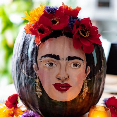 Frida Khalo Painted Pumpkin