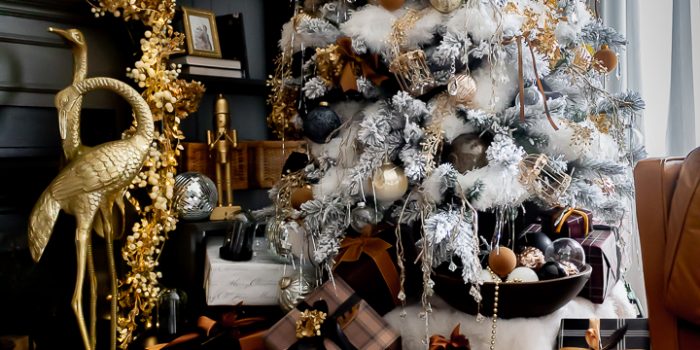 Black, White, Amber and Gold Christmas Tree