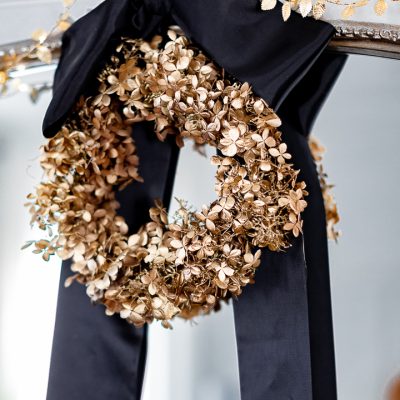 Mini Gilded Hydrangea Christmas Wreath