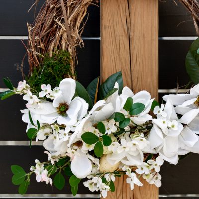 Making a Spring Wreath Using Magnolias from the Dollar Tree