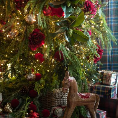 Traditional Red and Green Christmas Tree