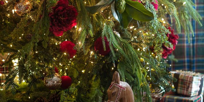 Traditional Red and Green Christmas Tree