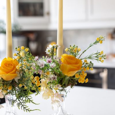 Candlestick Holder Floral Arrangement