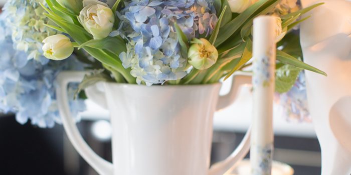 Blue Hydrangea Easter/Spring Vignette